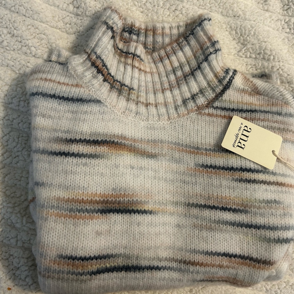 a.n.a Multicolor Striped Turtleneck Sweater